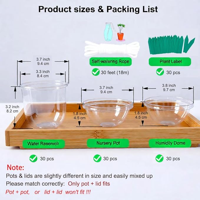 ORIMERC 30 Set Nursery Pots with Humidity Dome, Clear Nursery Pots with Drainage, Self Watering Small Plant Pots, Seedling Pots for Plants, Seed Starter Pots for Planting Vegetables Fruit Flower