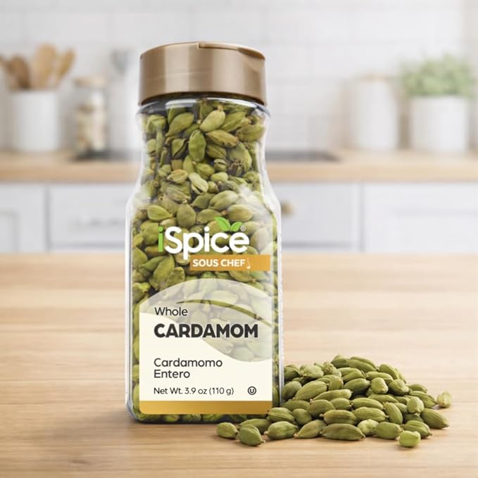 iSpice Cardamom Seeds Whole (3.9 Oz) 110g | Cardamom Pods Whole Pure And Fresh | Kosher | Aromatic Essential Kitchen Herbs