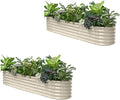 2-Pack Galvanized Raised Garden Bed 8x2x1.5 ft, 17" Tall Planter Boxes Outdoor, Zn-Al-Mg Metal Raised Beds for Gardening Herb Fruit Vegetable, Modular Flower Bed for Outdoor Plants-Sand Beige