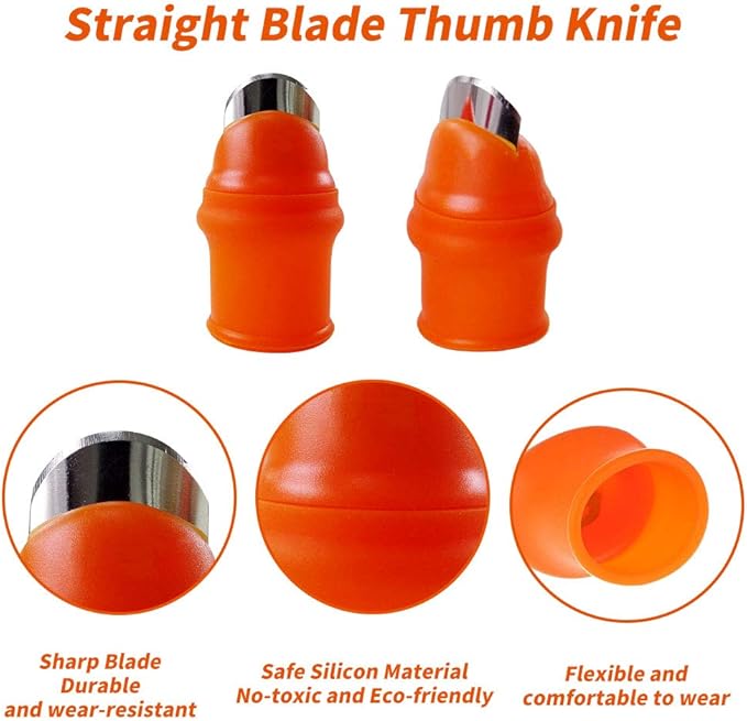 YBB 12 Pcs Gardening Silicone Thumb Knife Harvesting Tool, Separator Finger Plant Fruit Picking Knife Garden Tool (L)