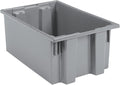 Akro-Mils 35190 Nest and Stack Plastic Storage Container and Distribution Tote, (19-1/2-Inch L x 15-1/2-Inch W x 10-Inch H), Gray, (6-Pack)