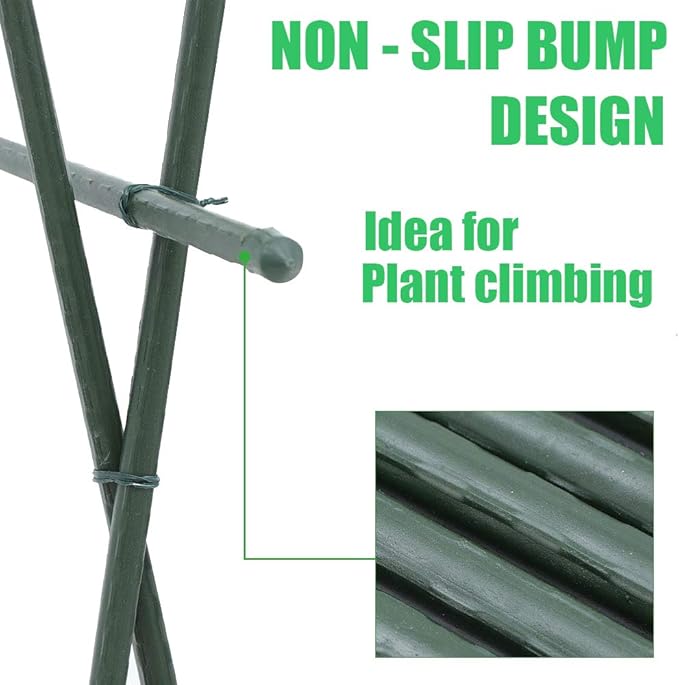 Mininfa Plastic Coated Metal Garden Stakes 57 Inch (Approx 5 FEET), Steel Plant Stakes Supports Climbing for Tomatoes, Trees, Beans, 25 Pack
