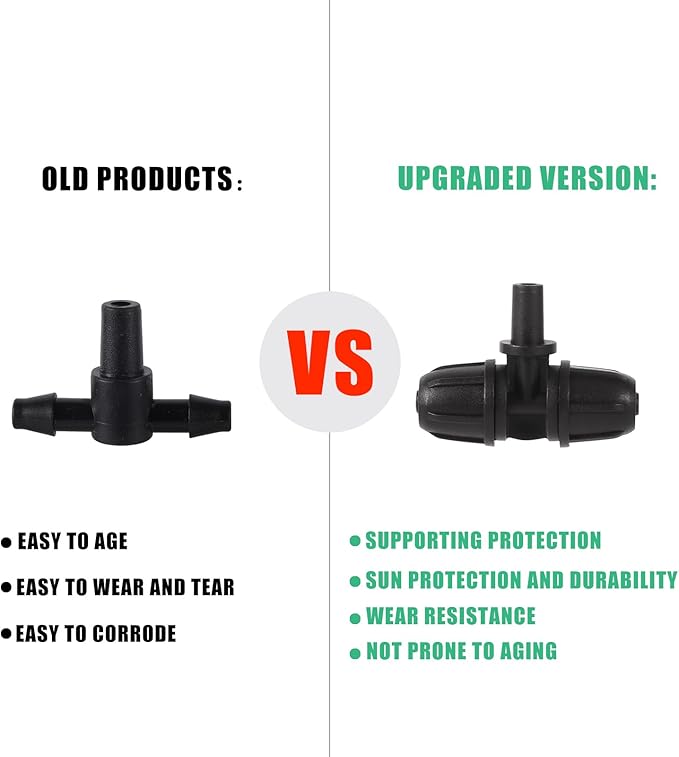 6mm to 1/4 Inch Barb Tee for for ¼ in. tubing; Tubing Outside Diameter (OD) is 0.250 in., Internal Diameter (ID) is 0.170. in. (20Pcs/Pack) (Black-1/4" to 6mm)