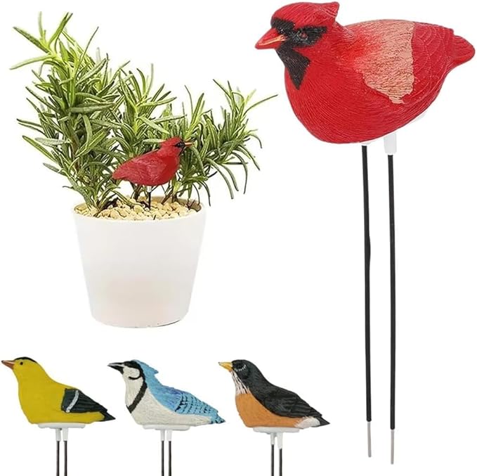 Soil Moisture Meter, Bird Shape Plant Water Tester Hygrometer Sensor Gardening Tool, Portable Watering Alarm Chirping Bird Plant Water Tester for Indoor Outdoor Plants Garden Decorations (red)