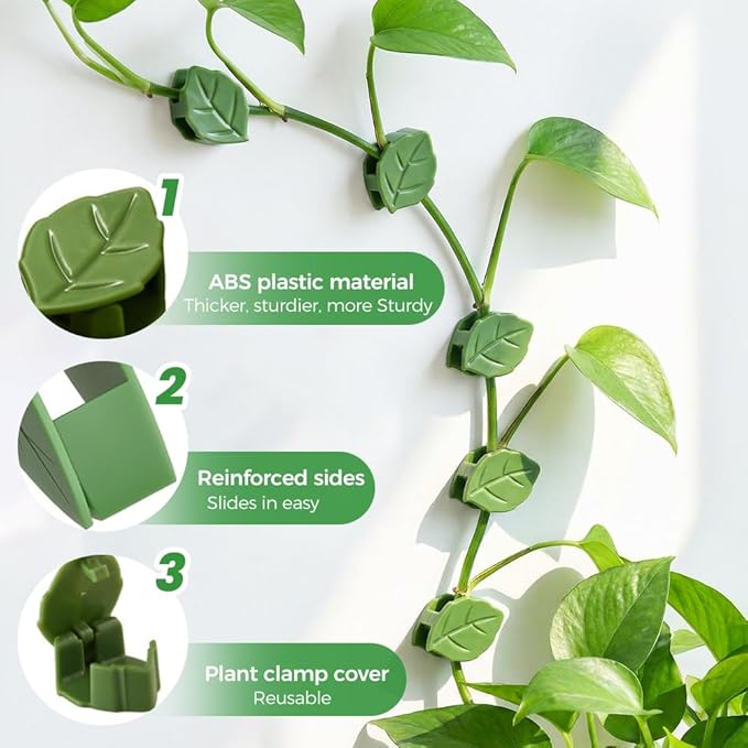 100 Pcs Plant Climbing Wall Fixture Clips with Acrylic Adhesive Sticker, 2026 New Wall Vines Fixing Clips, Leaf Fixer Invisible Wall Vines Fixing Clips Hook for Indoor Outdoor Decoration (100PCS)