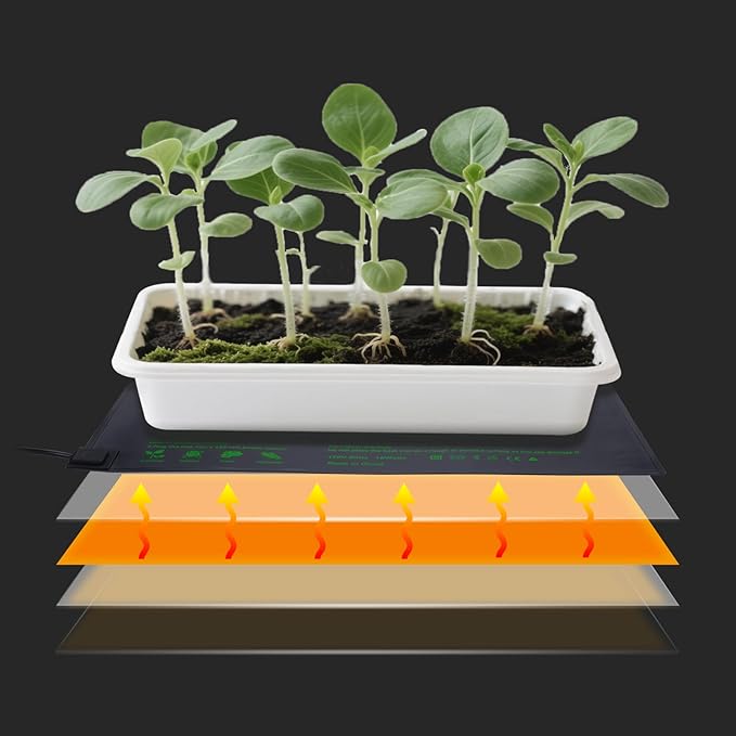 AIICIOO Seedling Heat Mats 10"x 20.75" Warm Hydroponic Heating Pad for Indoor Gardening, Seed Starting Germination, Greenhouse, Brewing