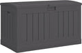 Suncast 50 Gallon Medium Capacity All Weather Construction Resin Outdoor Storage Deck Box with Arched Lid for Patio, Garden, or Pool, Peppercorn