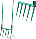 VVOKGO Broadfork Garden Tool with 11.8" Long Tines, 5-Tine Broad Fork for Gardening Heavy Duty, Unbreakable Garden Fork & Hand Tiller for Farm Digging, Crushing, Aerating Soil