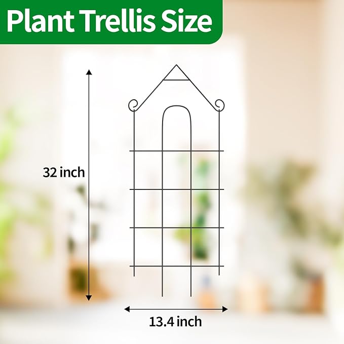 32" Plant Trellis, 6 Pack Metal Garden Trellis for Potted Plants Indoor/Outdoor, Rust-Proof Sturdy Steel Trellis for Climbing Plants, Monstera, Tomatoes, Cucumbers