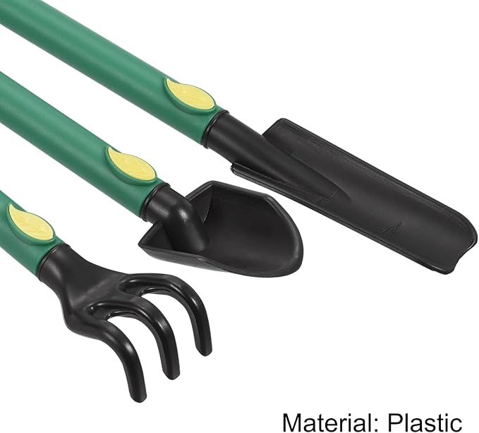 MECCANIXITY Mini Garden Tools Set Plastic Gardening Hand Tools Trowel Rake Spade Kit Home Garden Supplies for Flowers Succulent Transplanting 3Pcs