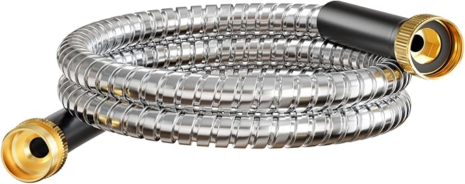 Short Garden Hose 5 ft, Male to Female Heavy Duty Stainless Steel Small Water Hose Extende Connector, Flexible No Kinks, Leakproof 3/4 in Fittings, Lightweight Leader Hose for Patio, Lawn