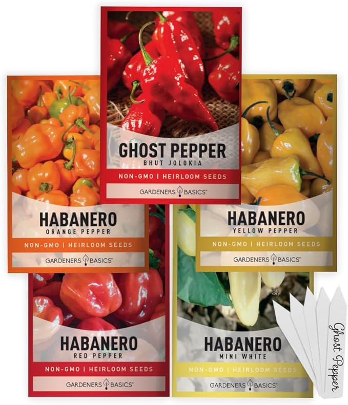 Hot Pepper Growing Kit – Grow Your Own Super Spicy Peppers – Non-GMO Heirloom Seeds, Complete Indoor Pepper Growing Kit and Outdoor, Perfect for Home Gardens & Hot Sauce Lovers