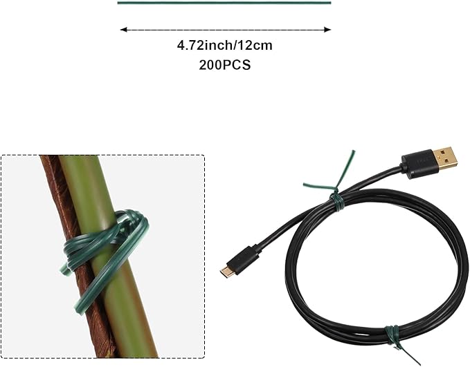 WILLBOND 200 Pcs Christmas Garden Plastic Twist Tie for Garland, 4.72'' Decorative Christmas Tree Twist Tie for Wreath Banister Reusable Plant Support, Wire Cords Garden Plastic Gifts Bags