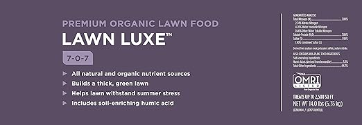 Lawn Luxe 7-0-7 100% Organic Summer Grass Fertilizer 14 lb Bag Covers 2,500 sq ft