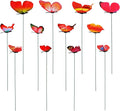 12pcs Decorative Butterfly Plant Stakes, 9.8in Lifelike Butterfly Garden Stakes PVC Waterproof Flower Pot Decorations for Garden Lawn Patio Indoor Outdoor Yard Planter Art Decor (Red)