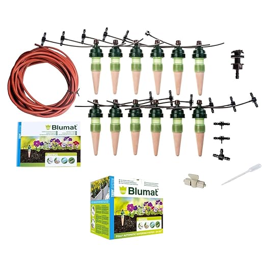 Blumat Drip Irrigation System - Tropf Deluxe Automatic Plant Watering Devices for Garden, Patio and Hanging Baskets - Universal Garden Watering System Up to 12 Plants - 12 Pack