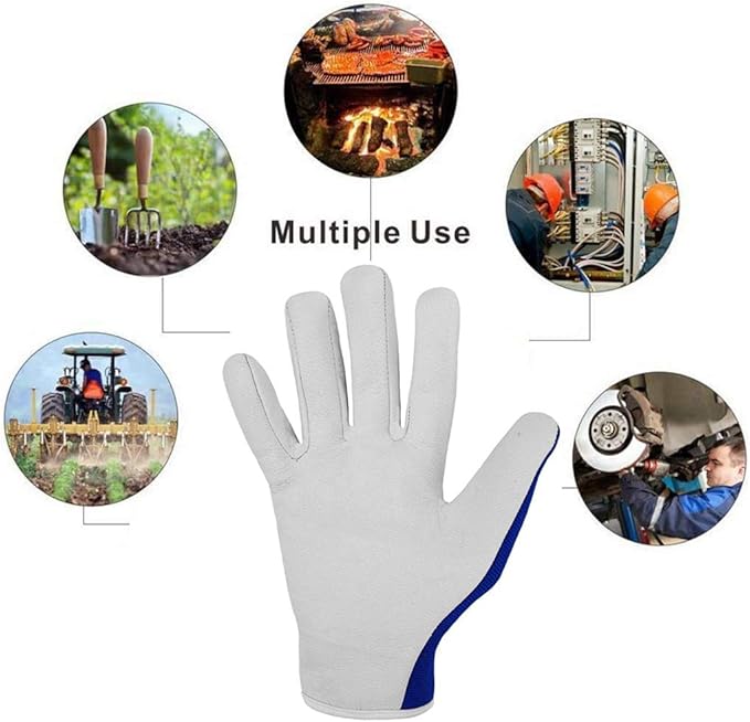 WESTWOOD FOX Work Gloves Men Heavy Duty Leather Gardening Gloves for Thorn Resistant Padded Palm Utility Working
