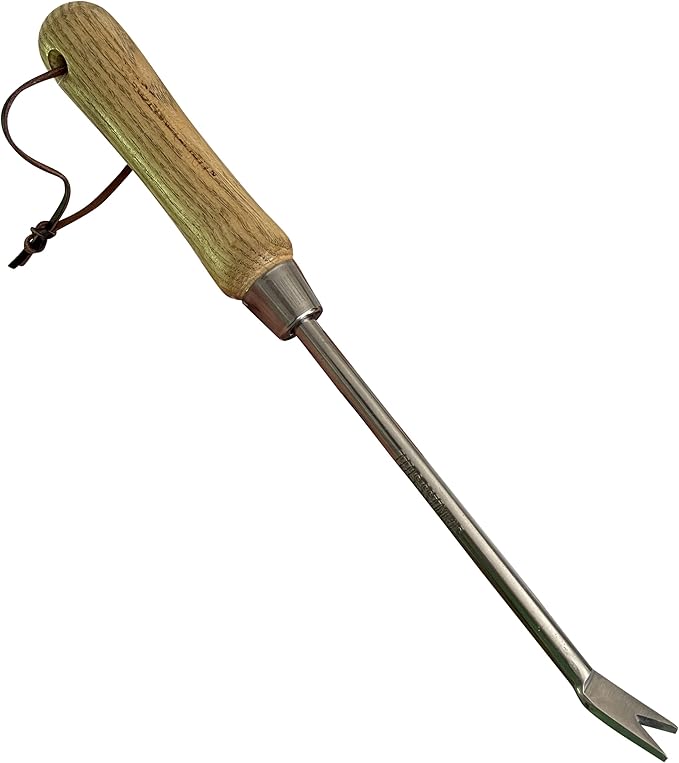 Garden Guru Eco Dandelion Weeder Tool with Ergonomic FSC Certified Wood Handle - 100% Recycled Stainless Steel - Rust Resistant - Weed Puller for Planting, Flower & Vegetable Care - 1 Case (40 Pcs)
