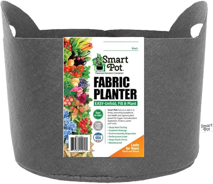 Smart Pots 5-Gallon Smart Pot Soft-Sided Container, Black with Cut handles