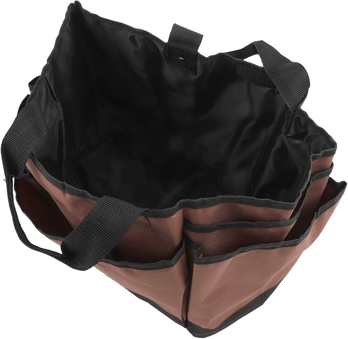 Garden Tool Storage Bag 14 x 10.9 x 9.4 in Coffee Color, Portable 600D Oxford Organizer for Outdoor Yard Gardening accessesories(Coffee color)