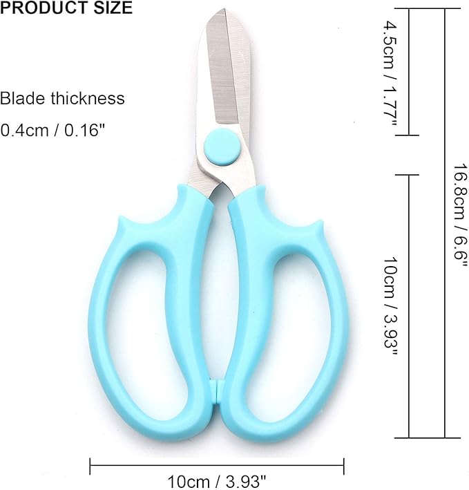 Garden Pruning Shears Scissors with Comfort Grip Handle, Premium Steel Professional Floral Scissors, Perfect for Arranging Flowers, Pruning, Trimming Plants, Gardening Tool (Blue)