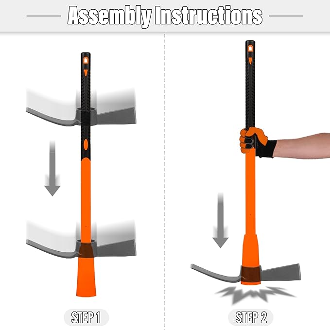 VNIMTI Pickaxe for Digging, Heavy Duty Pick Axe with Fiberglass Handle, 36 Inch Pick Mattock Tool for Soil, Rock and Roots