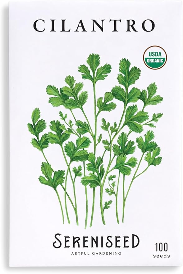 Sereniseed Certified Organic Cilantro Seeds – Non GMO, Heirloom – Seed Starting Video – Seeds for Indoor and Outdoor Planting (Coriander sativum)