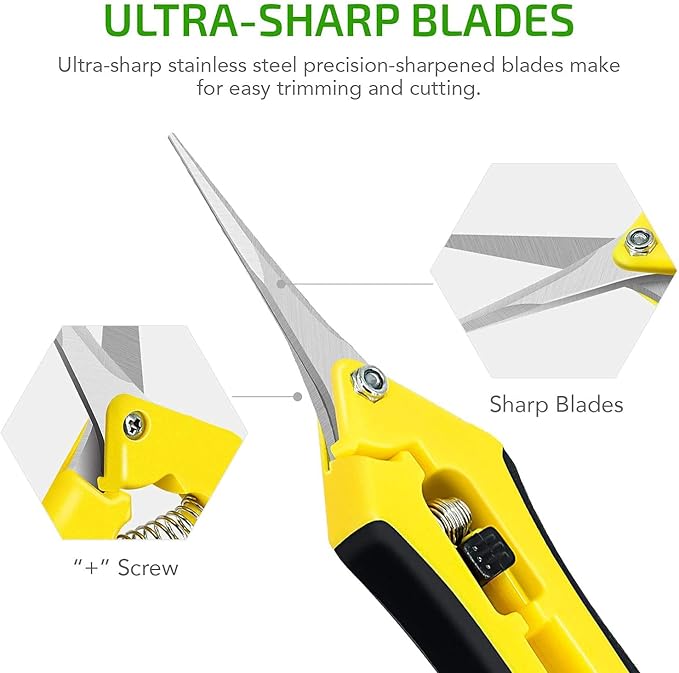 iPower 6.5 Inch Gardening Scissors Hand Pruner Pruning Shear for Gardening and Trimming, Heavy-Duty, Ultra Sharp Stainless Steel, Yellow, 2-Pack