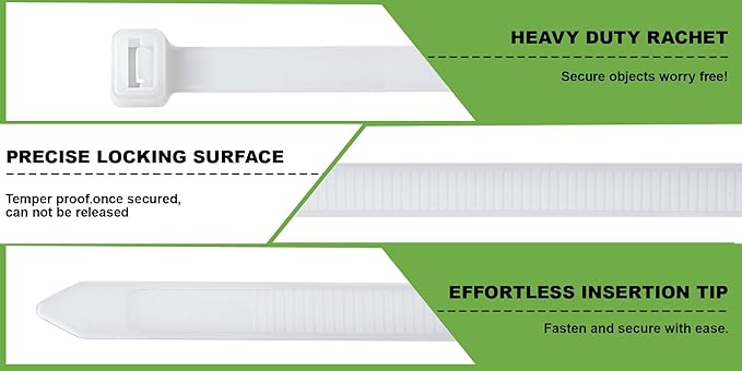 Small Zip Ties 4 inches, Clear White, 1000 Pack, Multi-Purpose, Tiny Zip Ties, UV Rated Mini Cable Ties for Cable Management, Indoors and Outdoors use - by Nirah
