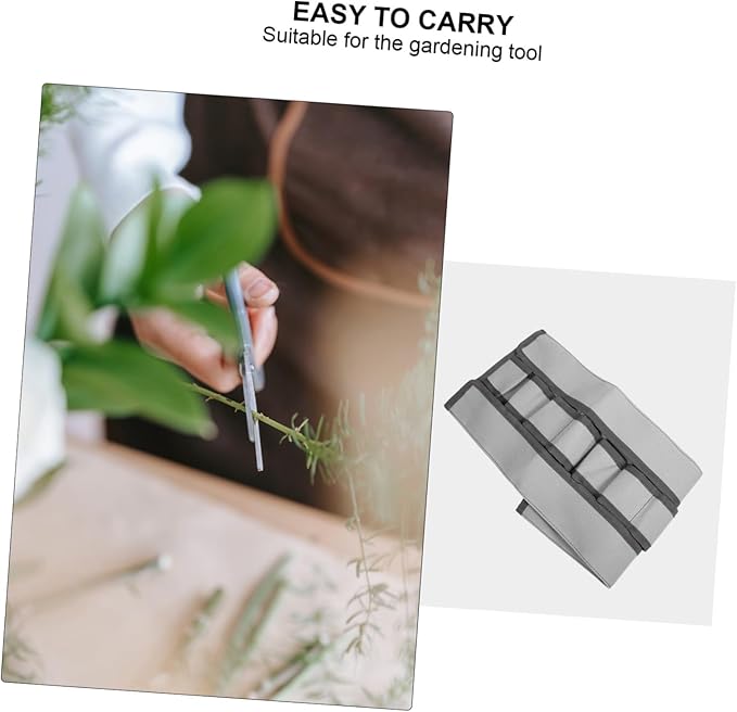 1pc Canvas Gardening Tool Storage Bag Rolling Tool Organizer for Home and Holder for Shovels Scissors and More Gray