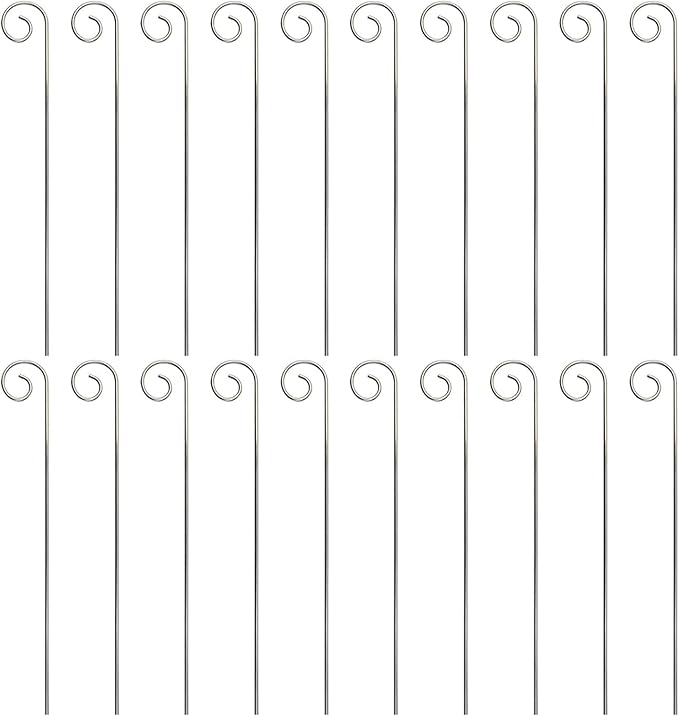 20 Pcs Silver Garden Plant Label Hooks, Markers Stake, Plant Sign Stake Rustproof Deformed Garden Plant Sign Hooks Hanging Rods for Flower, Planter,Plant Support Garden Stakes (20cm)