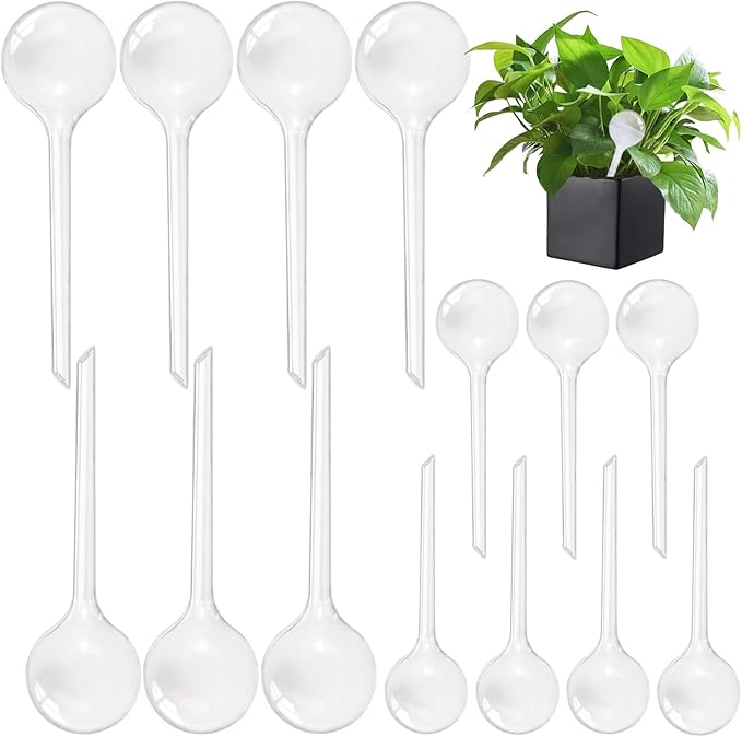 Pynqdfu 14 PCS Plant Watering Globes,Clear Self-Watering Bulbs,Plastic Automatic Watering Globes for Plant Indoor Outdoor,Garden Water Device