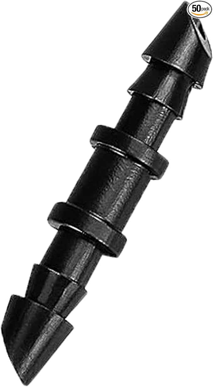 50 Pieces Barbed 1/4"-Inch Drip Coupling, Irrigation Coupler for Drip or Sprinkler System for Drip or Sprinkler System