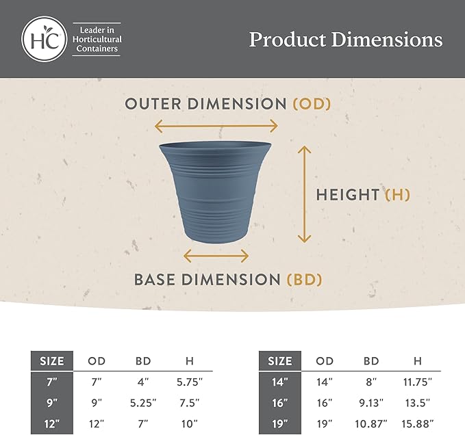 The HC Companies 7 Inch Sedona Round Self Watering Planter Pots, Lightweight UV-Resistant Plastic Indoor & Outdoor Planters, 4-Pack Flower Pots for Garden & Home Decor, Wild Red