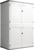 VINGLI Outdoor Storage Shed, Resin Storage Cabinet with Lockable Design, Weatherproof Tool Shed with HDPE Material, Resin Deck Box for Garden Tools, Pool Equipment, Garbage Cans, White (59 Cu.ft)