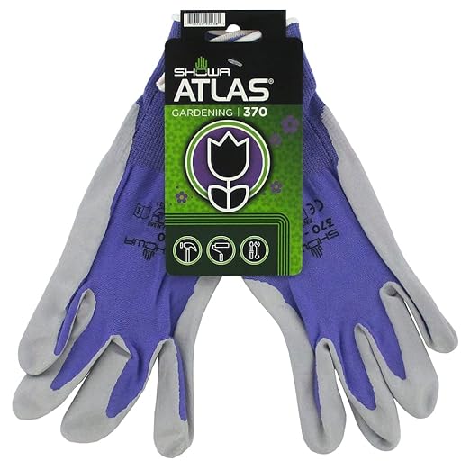 SHOWA Atlas 370 Professional Nitrile Work Gloves, Breathable High-Dexterity Precision Grip for Landscaping, Gardening & Assembly, General Purpose Gloves, Purple, Medium, 1-Pair