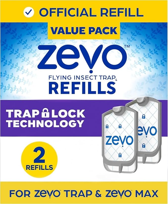Zevo Insect Trap Refills 2-Pack – Replacement Cartridges for Zevo Plug-in Fly Trap Devices – 24/7 Protection