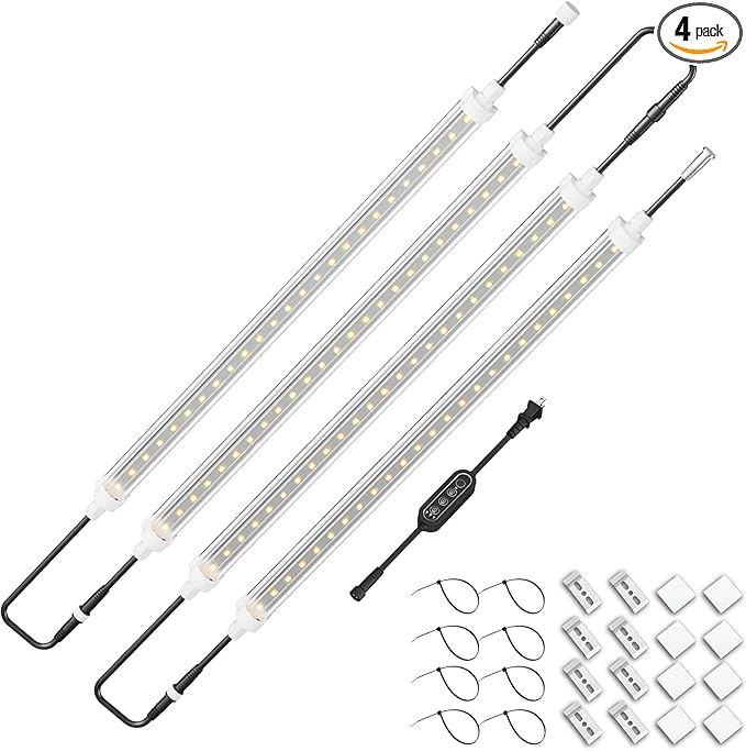 LED Grow Light for Indoor Plants with Timer, 2FT 40W Plant Light Bar for Seed Starting, Herbs, Succulents - Auto 4/8/12H Cycle, Full Spectrum, Easy Install Kit