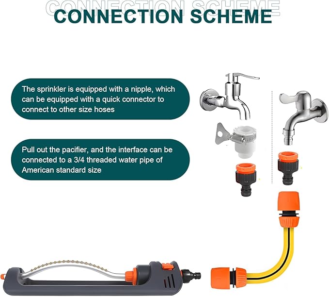 Automatic Oscillating Sprinkler,Garden Watering System Versatile Irrigation Device with 19 Brass Nozzles,Coverage for Lawn & Garden, Home & Agricultural Use