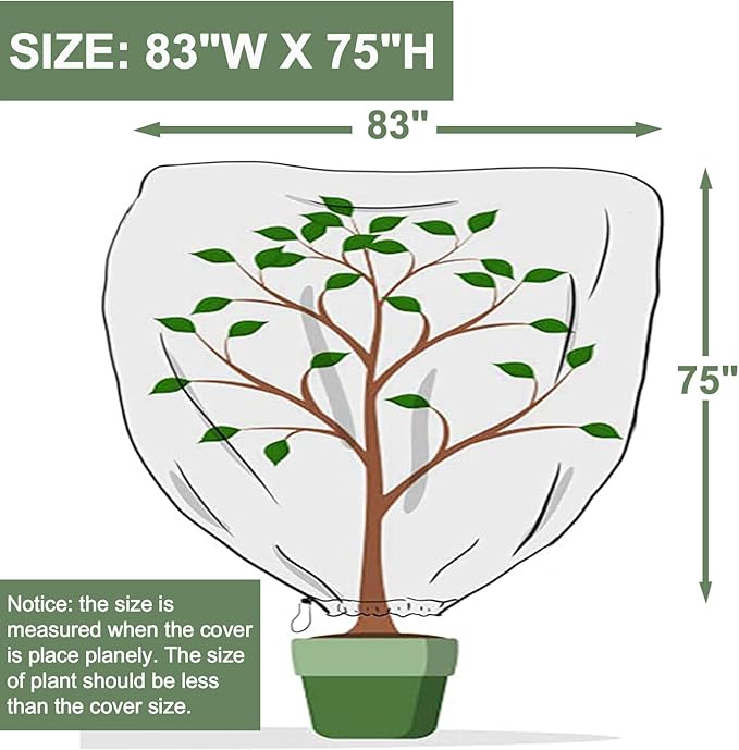 Plant Covers Freeze Protection Shrub Jacket 2.0oz/yd² Plant Covers for Trees 75"x83" Tree Plant Cover for Winter Frost Protection Pest Protection