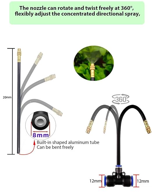 Drip Irrigation System - 360° Adjustable Micro Spray Sprinkler Kit for Garden, Easy Installation No Tools, Fine Mist Watering for Garden Potted Plants, Greenhouse (165 FT)