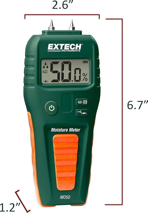 Extech MO50 - Compact Pin Moisture Meter - Measures Moisture in Wood & Building Materials