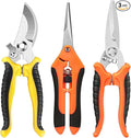 Pruning Shears, 3 Pack Garden Shears, Clippers Handheld, Stainless Steel Garden Snips, Pruners for Gardening, Gardening Scissors Hand Pruner Pruning Shear with Stainless Steel Blades