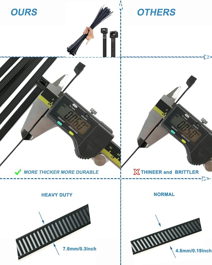 HS 18 Inch Zip Ties Black Heavy Duty 120 Pounds Wide Straps (50 Pack) Nylon PA66 UV Resistant,Self-Locking Large Long Electrical Plastic Cable Wire Zipties for Outdoor Use,Multi Purpose