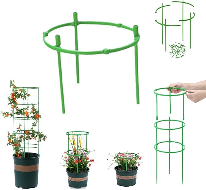 Plant Support Cage, Adjustable Height Garden Stakes for Tomato, Peony, Hydrangea, Snake Plant, Upgraded Thickened Half-Round Plant Supports for Indoor Outdoor Climbing Vegetables & Flowers (1)