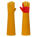 23.6" Leather Welding Gloves, 932℉ Heat-Resistant Long Gauntlet for MIG/TIG/Stick, Bite-Resistant Animal Handling, BBQ/Fireplace/Gardening, Reinforced Palm, Yellow