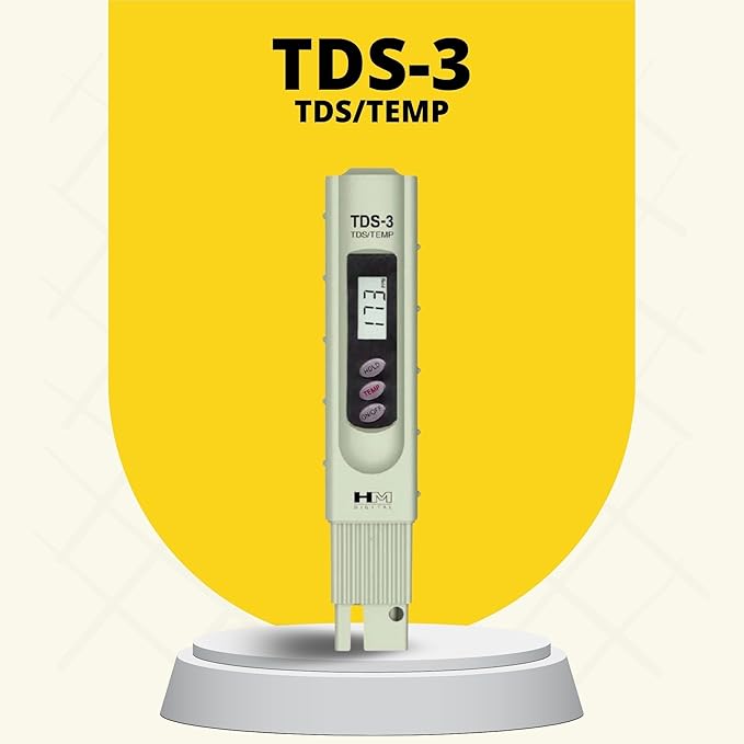 HM Digital TDS-3 Handheld TDS Meter With Carrying Case, 0 - 9990 ppm TDS Measurement Range, 1 ppm Resolution, +/- 2% Readout Accuracy