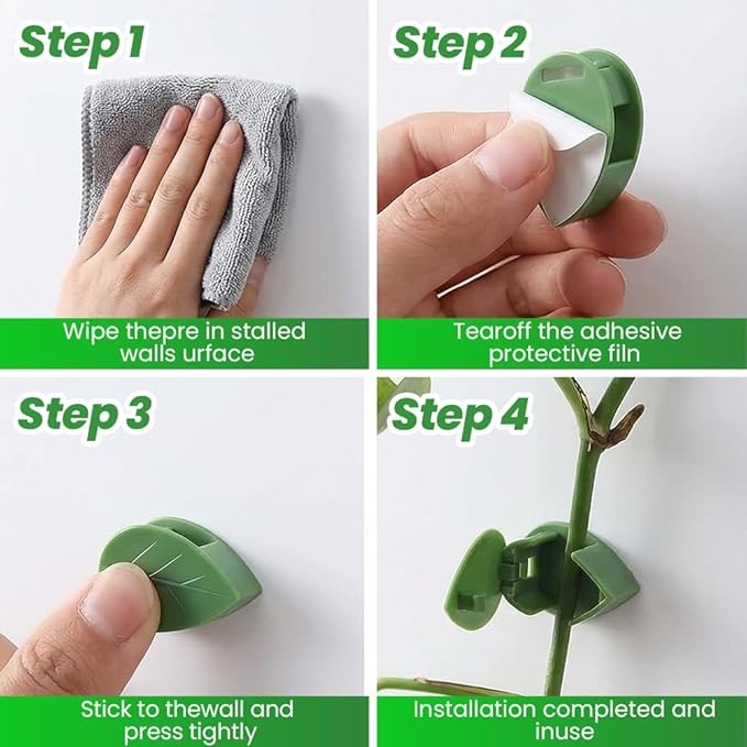60 Pcs Plant Climbing Wall Fixture Clips with Acrylic Adhesive Sticker, 2026 New Wall Vines Fixing Clips, Leaf Fixer Invisible Wall Vines Fixing Clips Hook for Indoor Outdoor Decoration (60PCS)