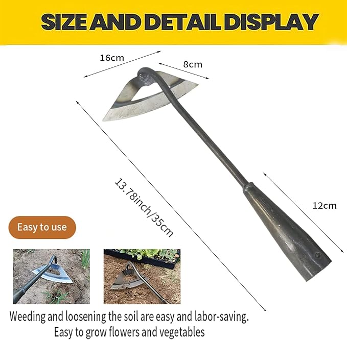 Gardening Tools Hollow Hoe, All-Steel Hardened Hollow Hoe, Sharp Edge Garden Weeding Tools, Hoe Garden Tool Hand Shovel Weed Puller for Backyard Loosening Farm Planting Weeding (For Long Handle)