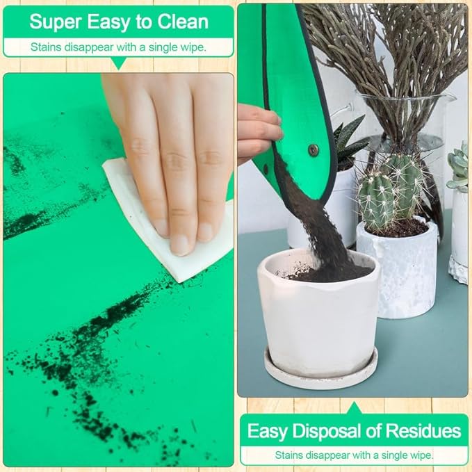 Emycool 26.8" x 26.8" Repotting Mat for Indoor Plants Transplanting Control Mess, Waterproof Potting Mat Portable Planting Potting Tray Gardening Gifts for Women and Plant Lovers, Green
